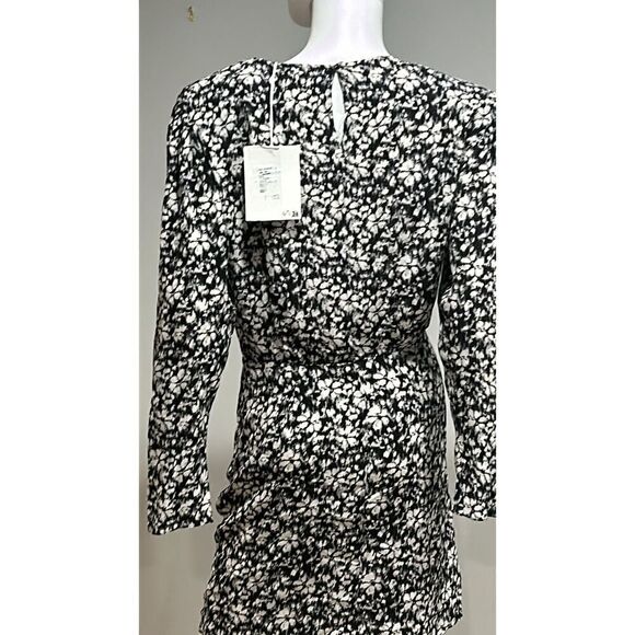 Isabel Marant Black and White Dulce Floral Long Sleeve Mini Dress Size Medium (4 - Picture 9 of 11